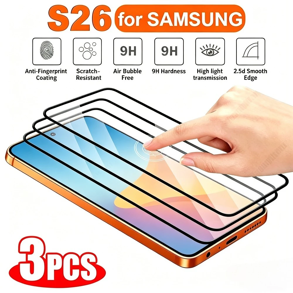 

3Pcs Full Cover HD Screen Protector for Samsung Galaxy S26 S25 S24 Ultra S23 S22 S21 Plus S25 S24 FE Anti-Scratch Tempered Glass