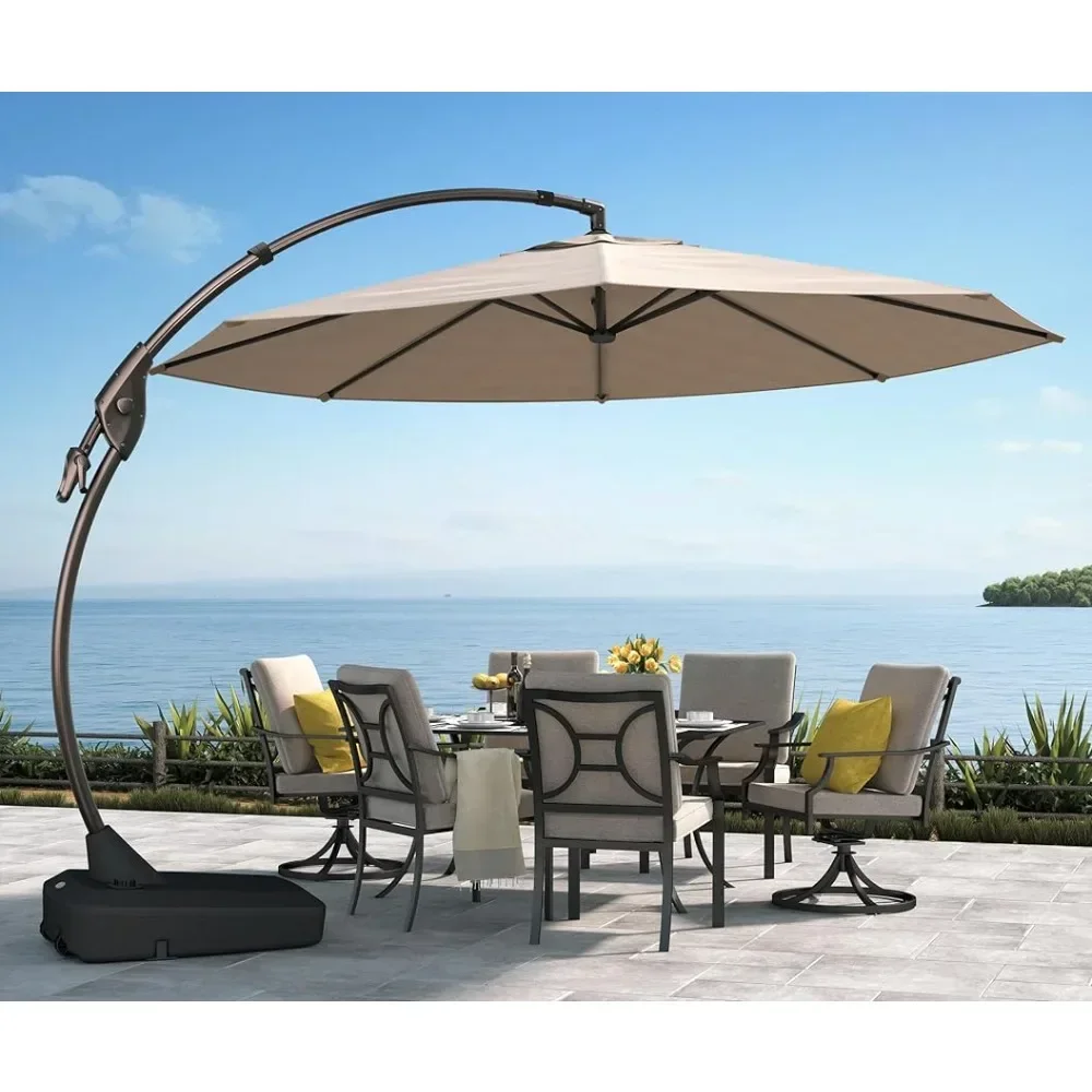 Outdoor Terrace Furniture Curvy Aluminum Cantilever Umbrella With Base Large Outdoor Garden Umbrella for the Beach Parasol Patio