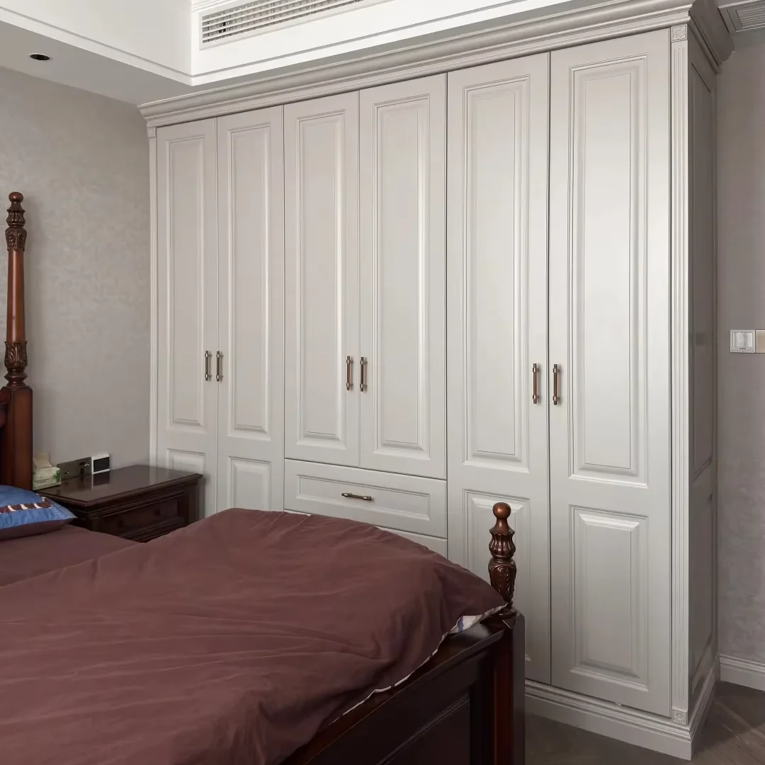 European Storage Closet Cabinet White Lacquer Finish for Bedroom Unit Modern Design Wardrobe