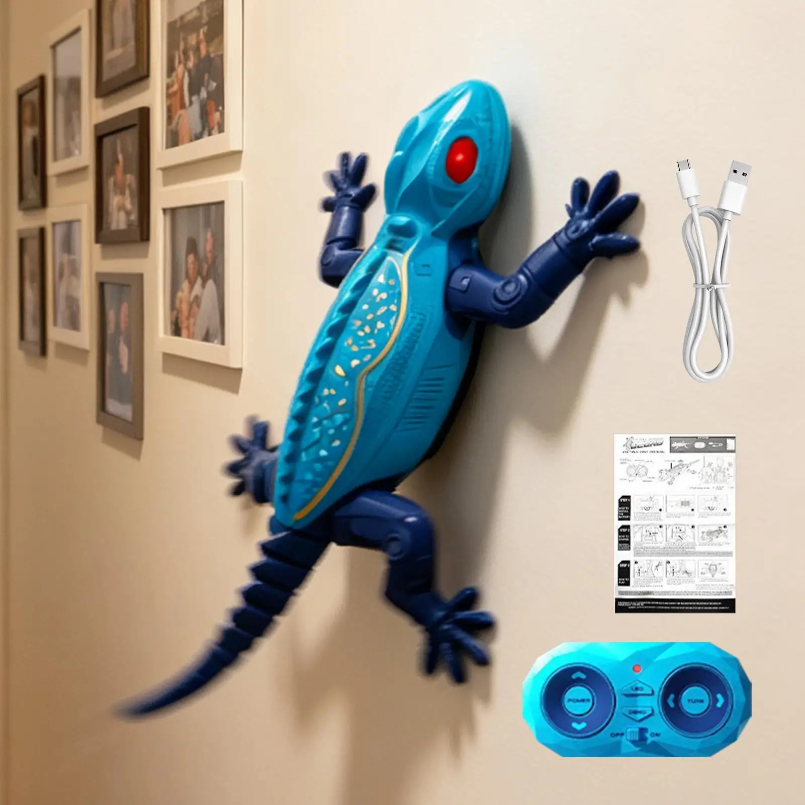 Remote Control Gecko Wall Climber Toy, Electric RC Lizard with Sound Light, Indoor Wall Walking Reptile Toy for Kids Boys Girls