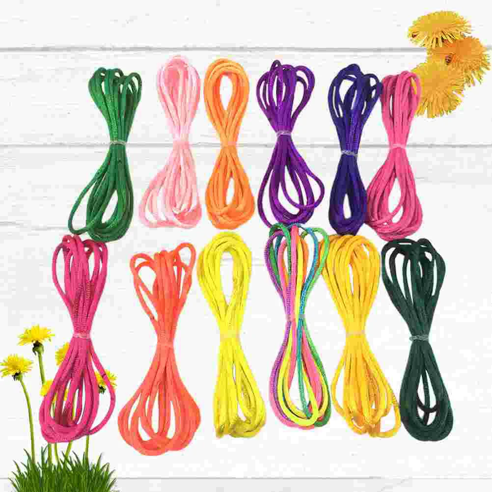 12pcs Rainbow Finger Rope Fumble Finger Thread Rope Funny Rope Game Toy Puzzle Game Toy Rainbow Finger String for Children Kids