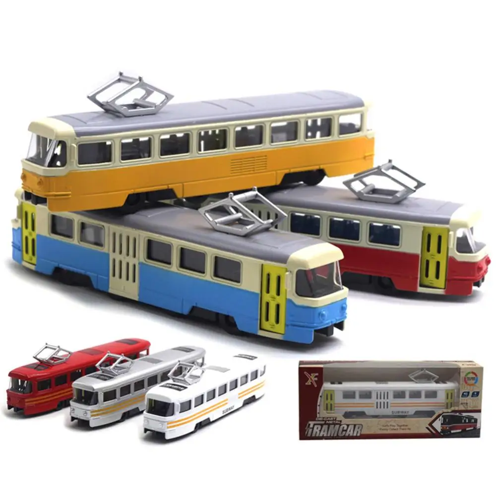 Classic Train Tram Diecast Pull Back Model with LED Music Developmental Kids Toy brinquedo juguetes Baby toys