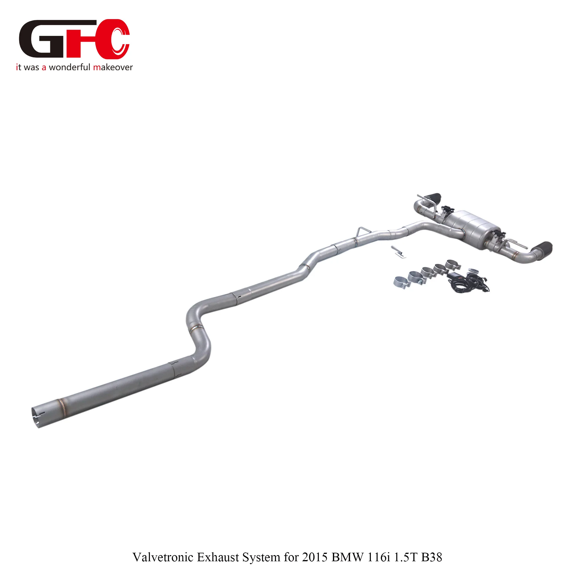 GFC Valved Cat-Back Exhaust for 2015 BMW 116i F20 1.5T B38 – Single Muffler, Dual Valve, Dual Outlet