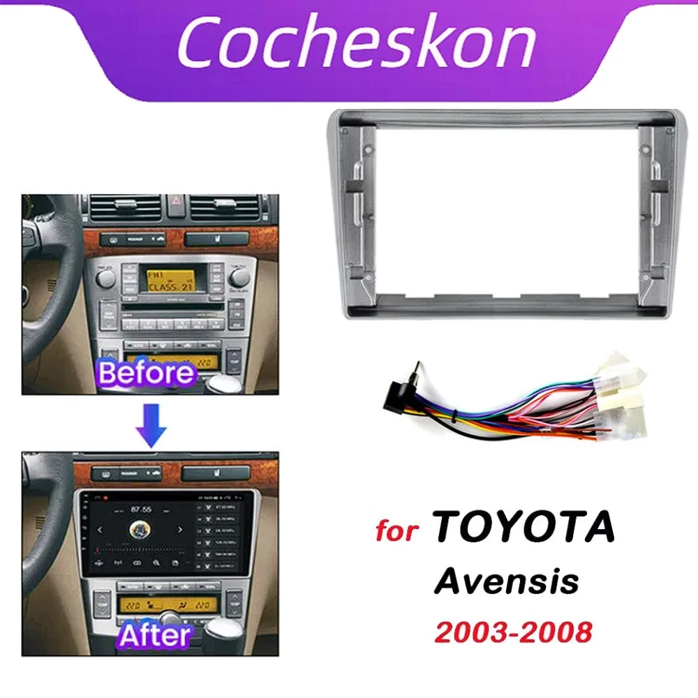 

Car Accessoires 2 Din 9 Inch Radio Fascia DVD GPS MP5 Panel Frame for Toyota Avensis 2003-2008 Dashboard Mount Kits