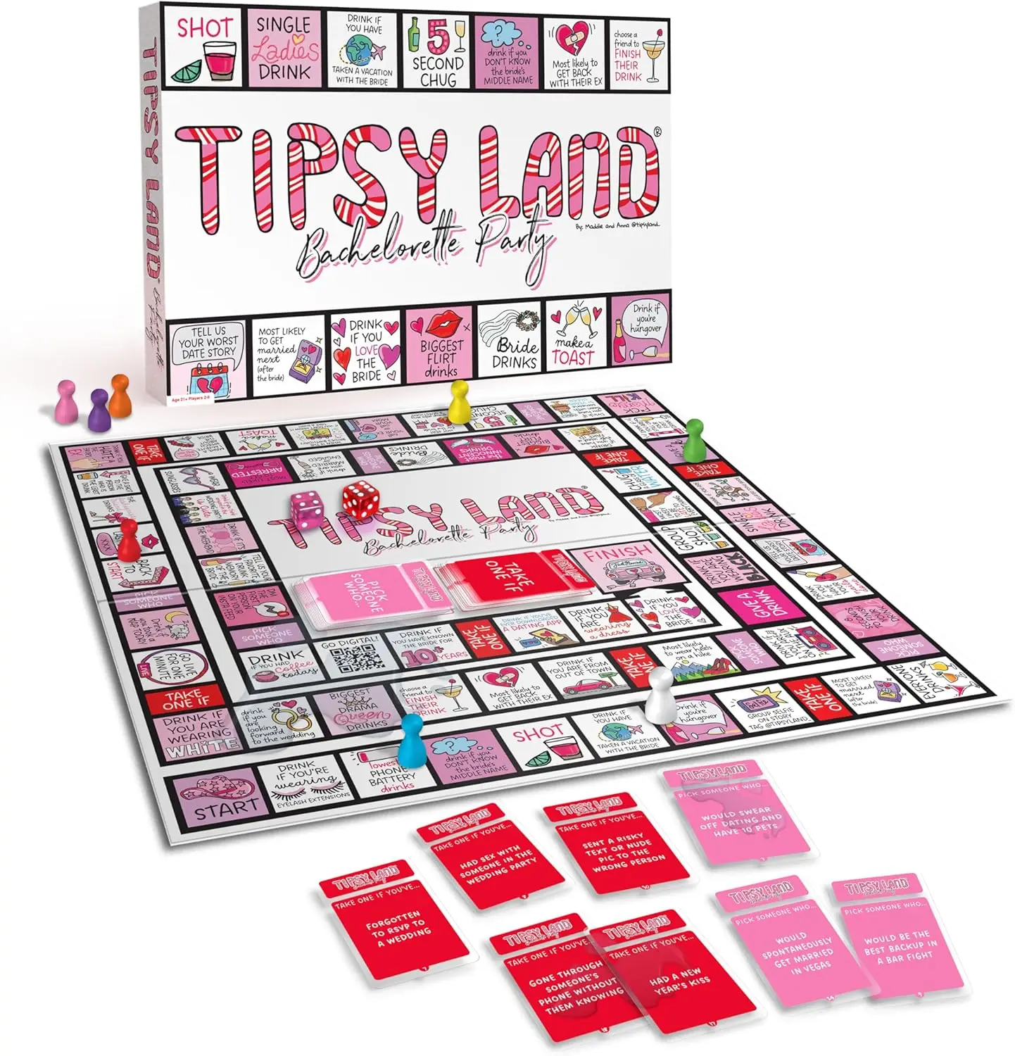 

TIPSYLAND Bachelorette Edition | Hilarious Adult Board Game | 3-8 Players | Fun Challenges & Dares