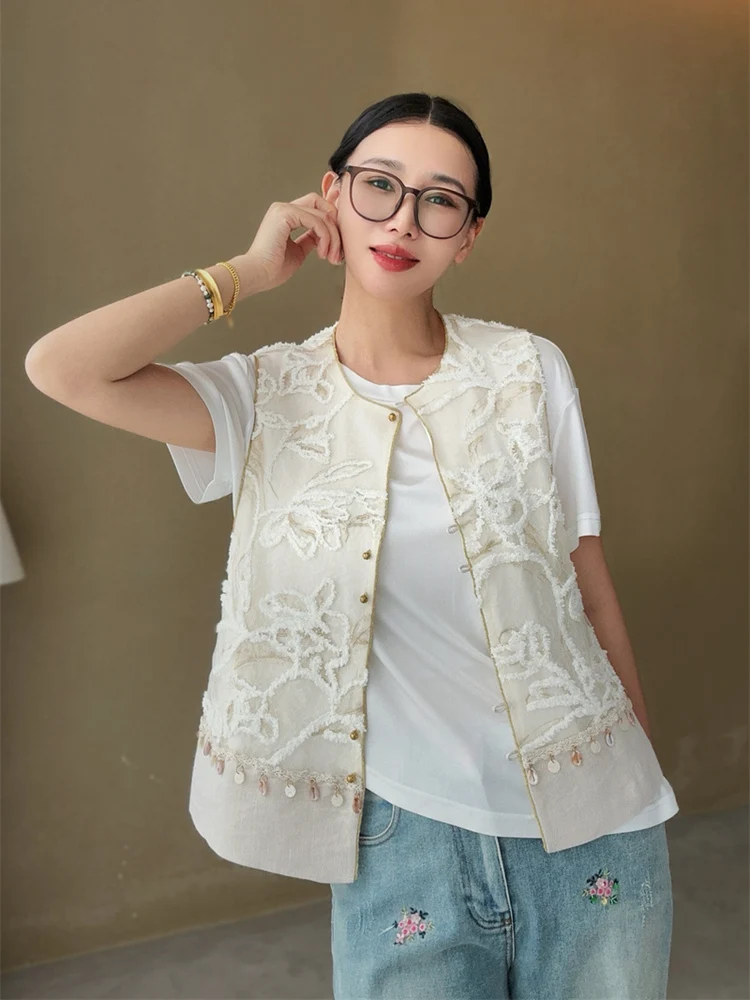 

Новая китайская вышивка пайетками и золотой нитью, сетчатое кружево, 3D-вырезы, женский осенний топ Svel Jaet