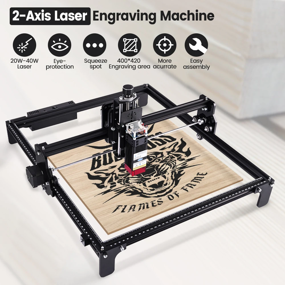 TWOWIN 4240 CNC Grabador láser 20W / 40W impresora Máquina de corte Enrutador DIY Metal GRBL Impresora de grabado láser Cuter Metal Vidrio Madera