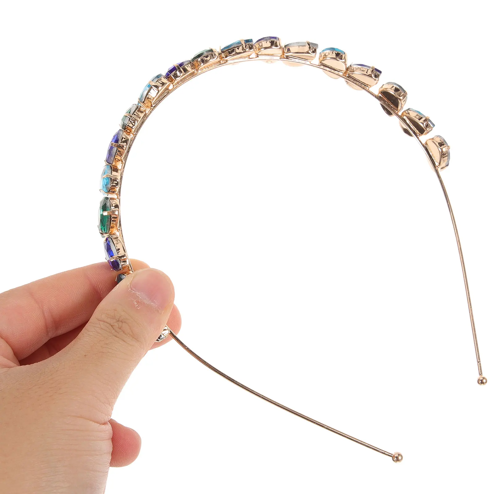

1pc Glass Rhinestone Hair Hoop Chic Elegant Headband Fine Workmanship Fashion Hair Decoration Daily Party Wear Blue Green
