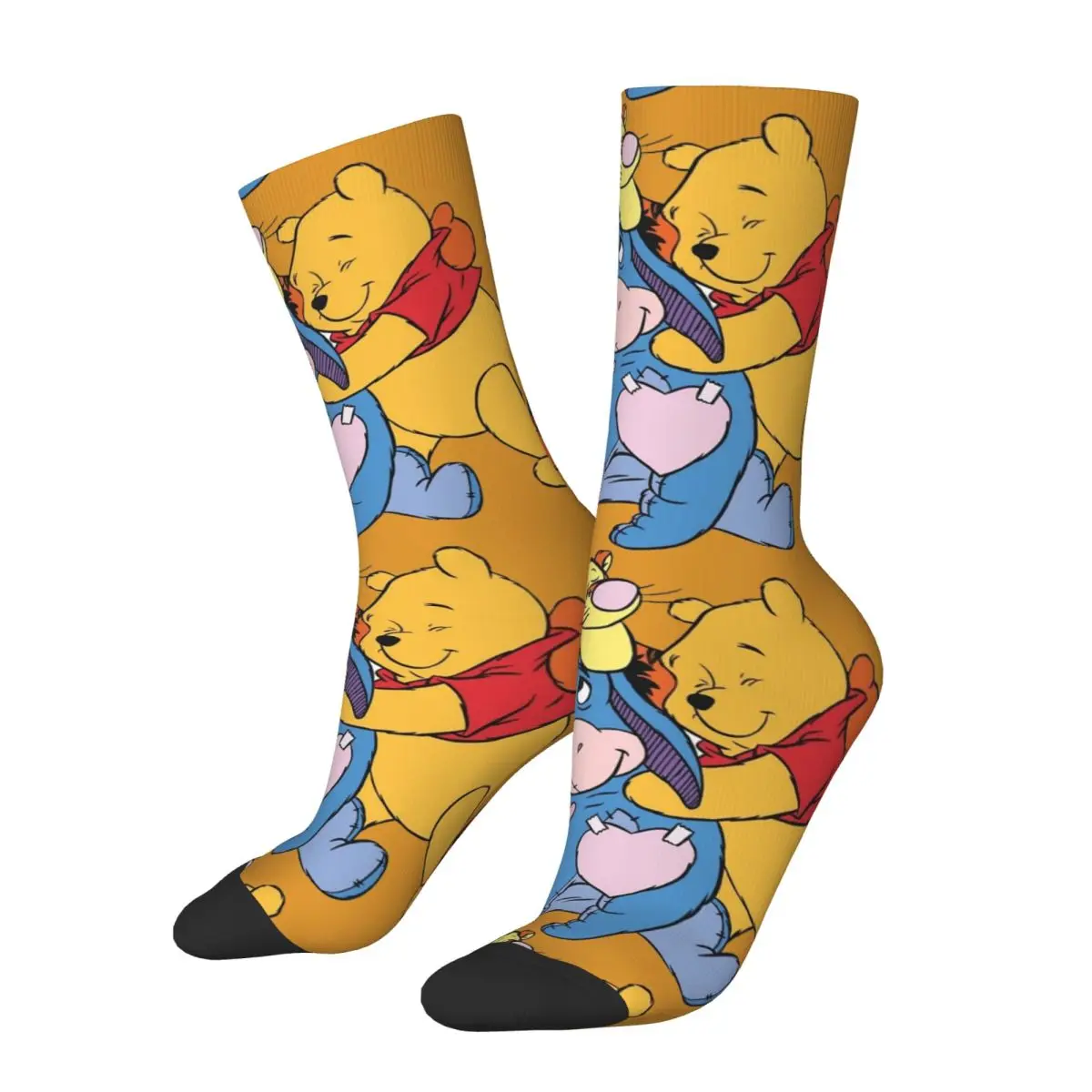 

Cool The Pooh Winnie Cartoon Football Socks Polyester Middle Tube Socks for Women Men Non-slip