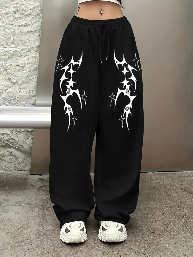 

Мужские брюки большого размера в готическом стиле — черно-белые широкие колготки с повседневными брюками с готическим узлом для всесезонной одежды