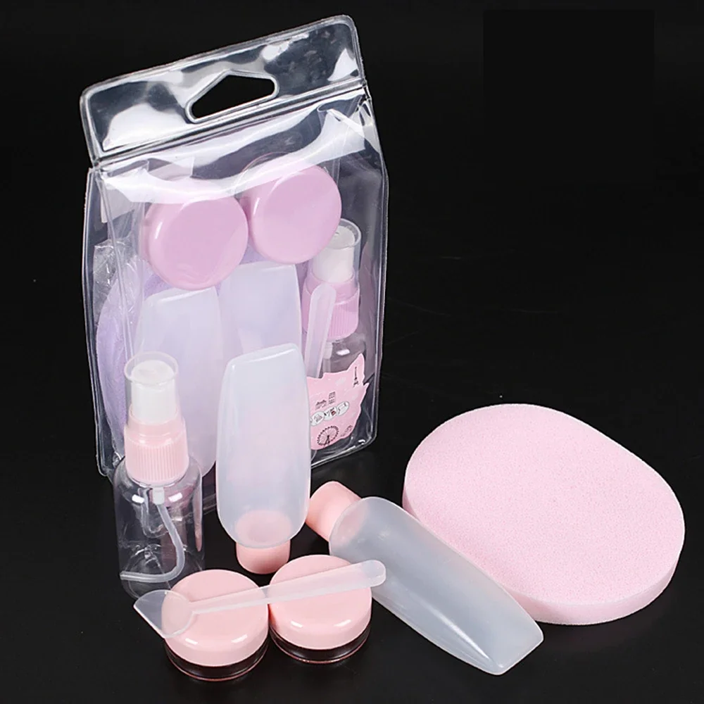 Aihogard 7 pz/set bottiglie riutilizzabili bottiglie di plastica + borsa bottiglia vuota trasparente pompa cosmetica contenitore per lozione uso da viaggio