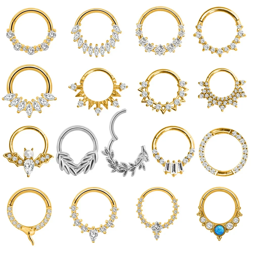 

316 stainless steel nose ring, seamless ring, closed ring, nasal septum with zircon piercing earrings, round perforated cartilag