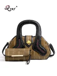 Hand Wove Shoulder Bag High-end Leather Large Capacity Multi-layer Fashion Women's Handbag Crossbody HandBag Send A Wallet