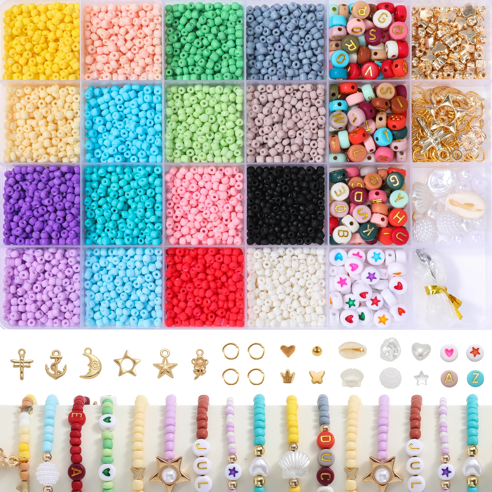 5000pcs 3mm Rainbow Series Acrylic Letter Seed Beads Kit Seedbead Set for Handmade Ring Bracelet Accessory DIY Jewelry Making