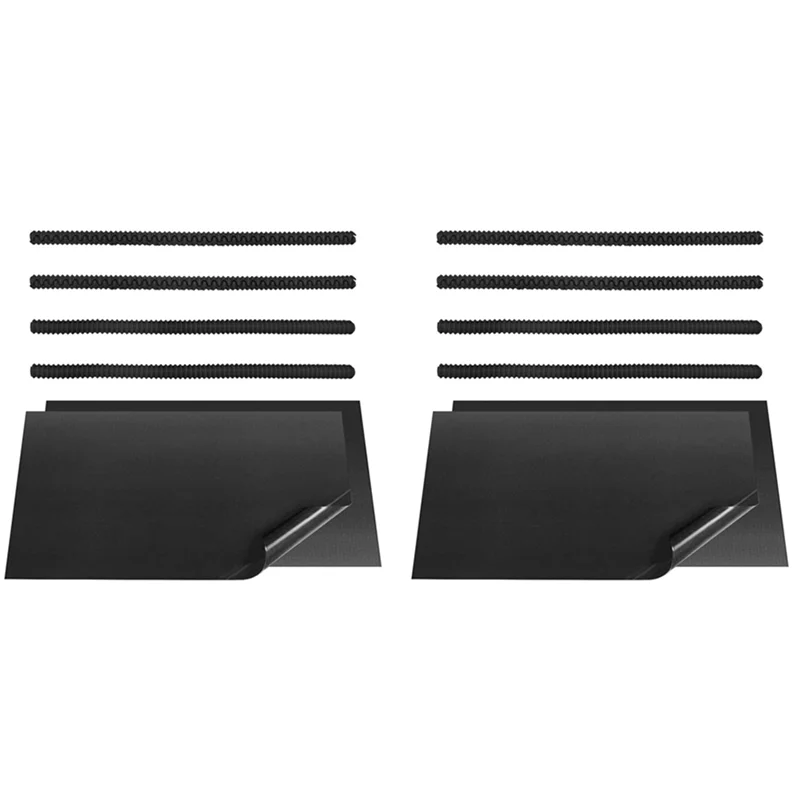 AT29-8 Pcs Black Oven Shelf Silicone Rack Guard + 4 Pcs Non Stick Oven Liners Mat For Keeping Oven Clean And Protecting
