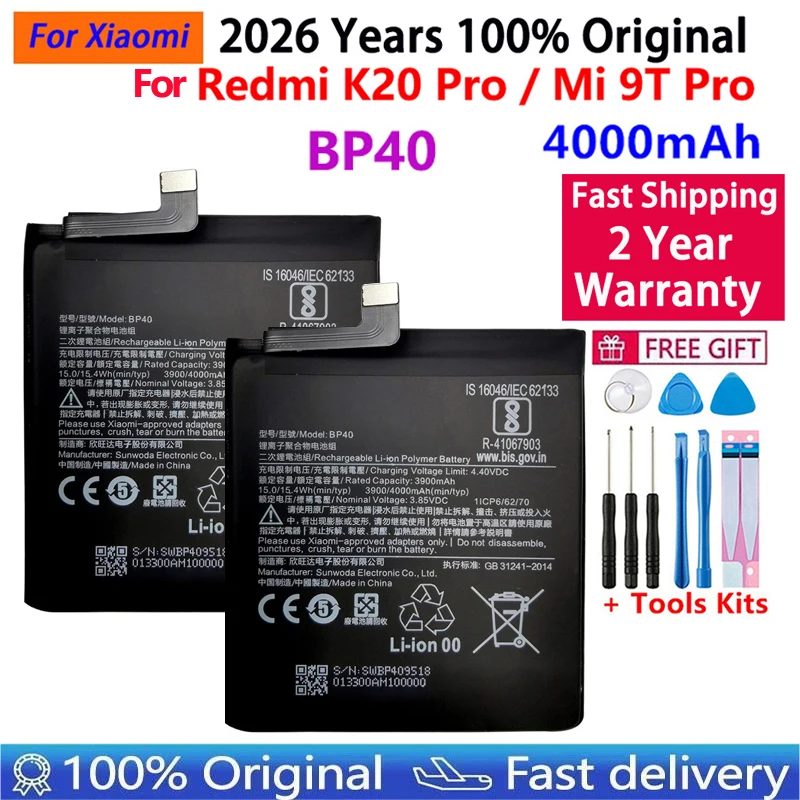 For Xiao Mi 100% Original Battery BP41 BP40 For Xiaomi Redmi K20 Mi 9T Pro Mi9T K20Pro 4000mAh High Capacity Phone Batteria Akku image 2