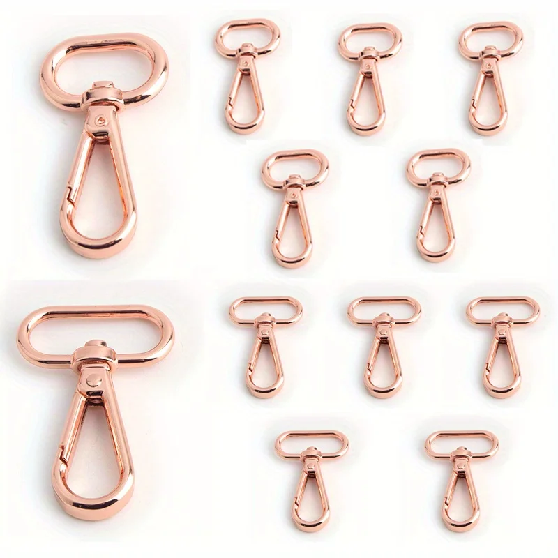 5PCS Crossbody Bag Wallet Rose Gold Rotating Lobster Carabiner Pet Belt Buckle Key Chain Metal Buckle DIY Oval Spring Hook