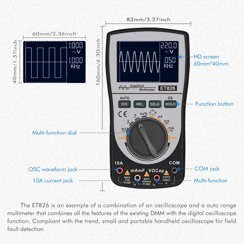 2-in-1 measuring sensor 4000 counting automatic range handheld digital tool