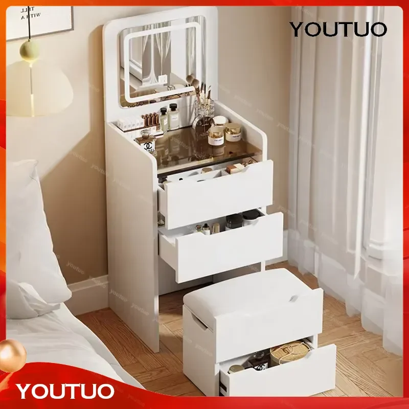 Modern Multifunctional Small Dressing Table with Lighted Mirror Popular Wholesale Makeup Table   Girl Cream Style Cheap