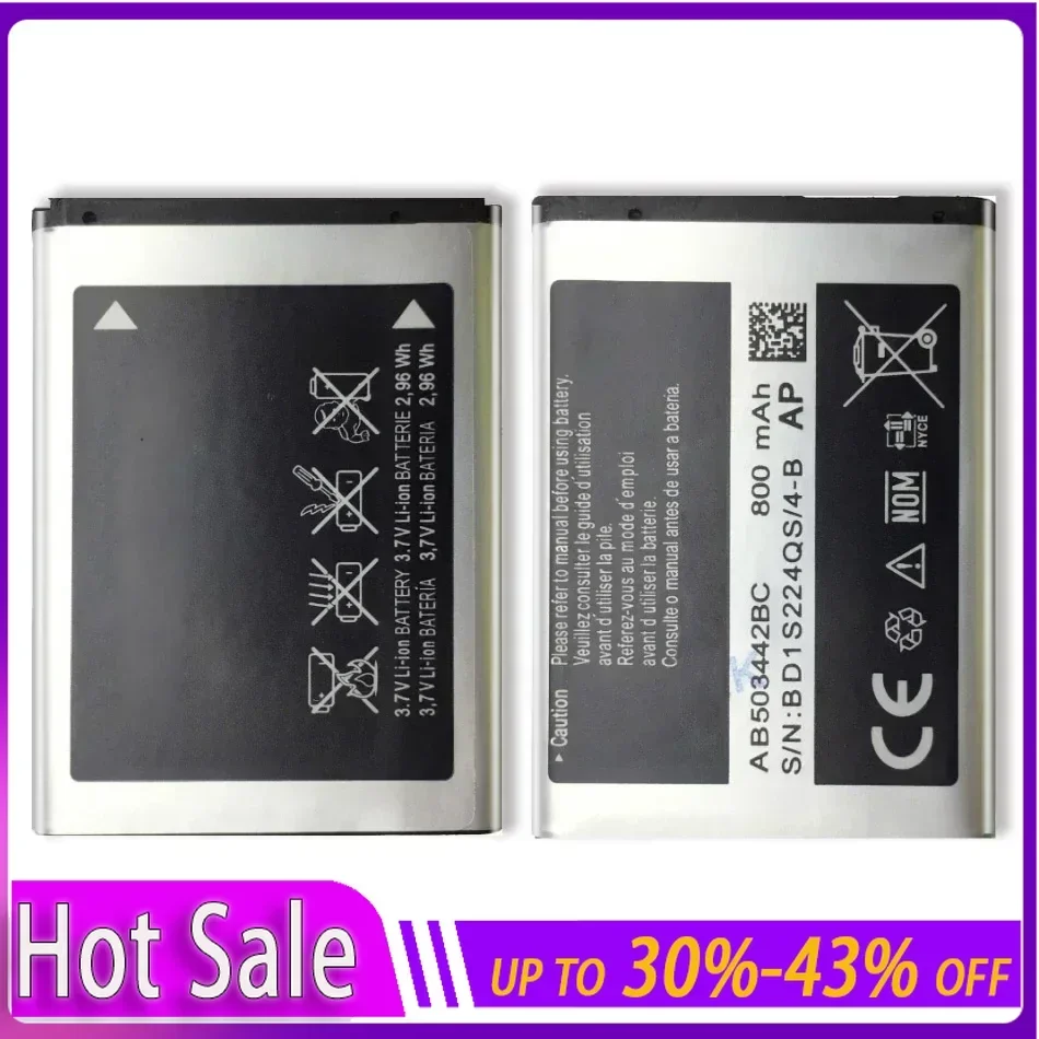 Mobile Phone Battery for Samsung SGH-B110 E570 E578 J700 J700i J700v J708 J708i J708 T509 AB503442BC Portable Batteries Warranty