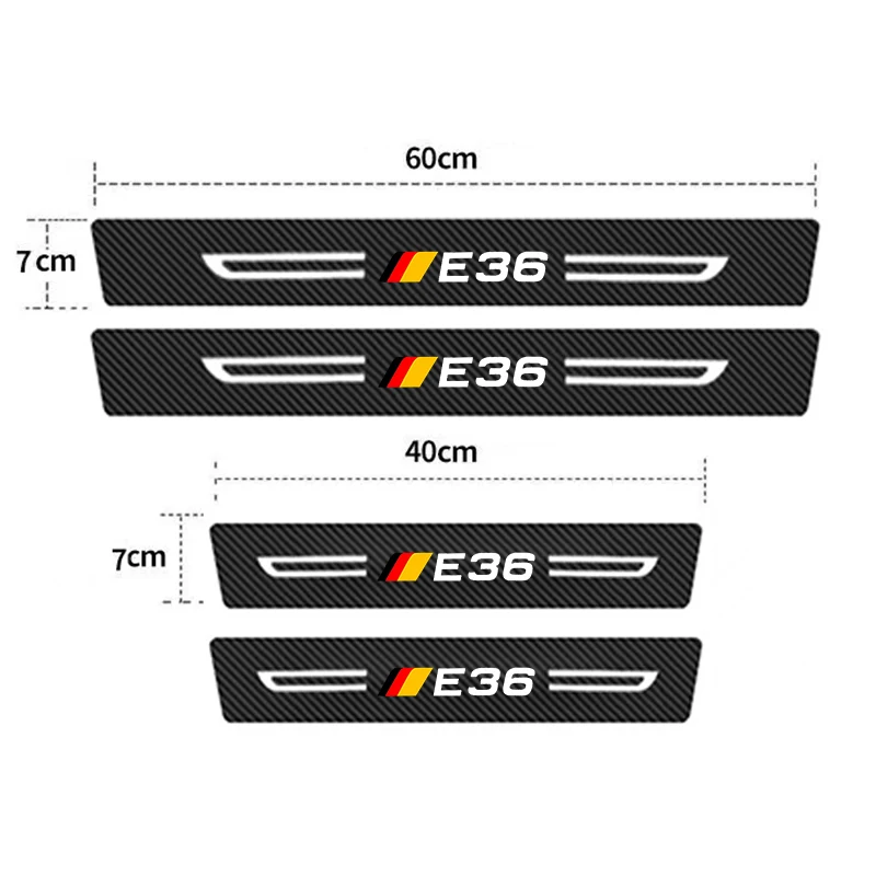 Auto Door Entry Pedal Guards for BMW E36 Logo 3 Series M3 Carbon Fiber Car Door Threshold Sill Scuff Plate Stickers Decals Film