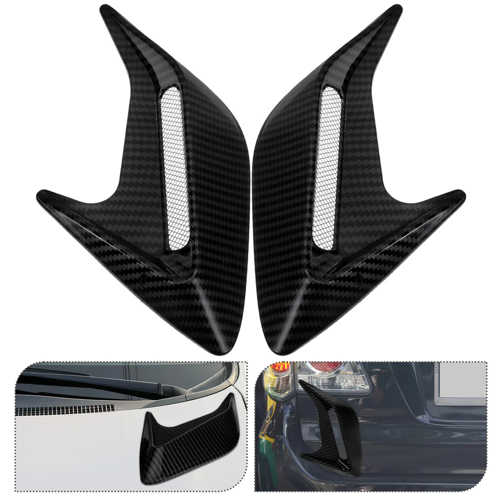 

1 Pair Car Covers Decorative Trim Vehicle Hood Replacement Durable Abs Exterior Accessories Easy Installation