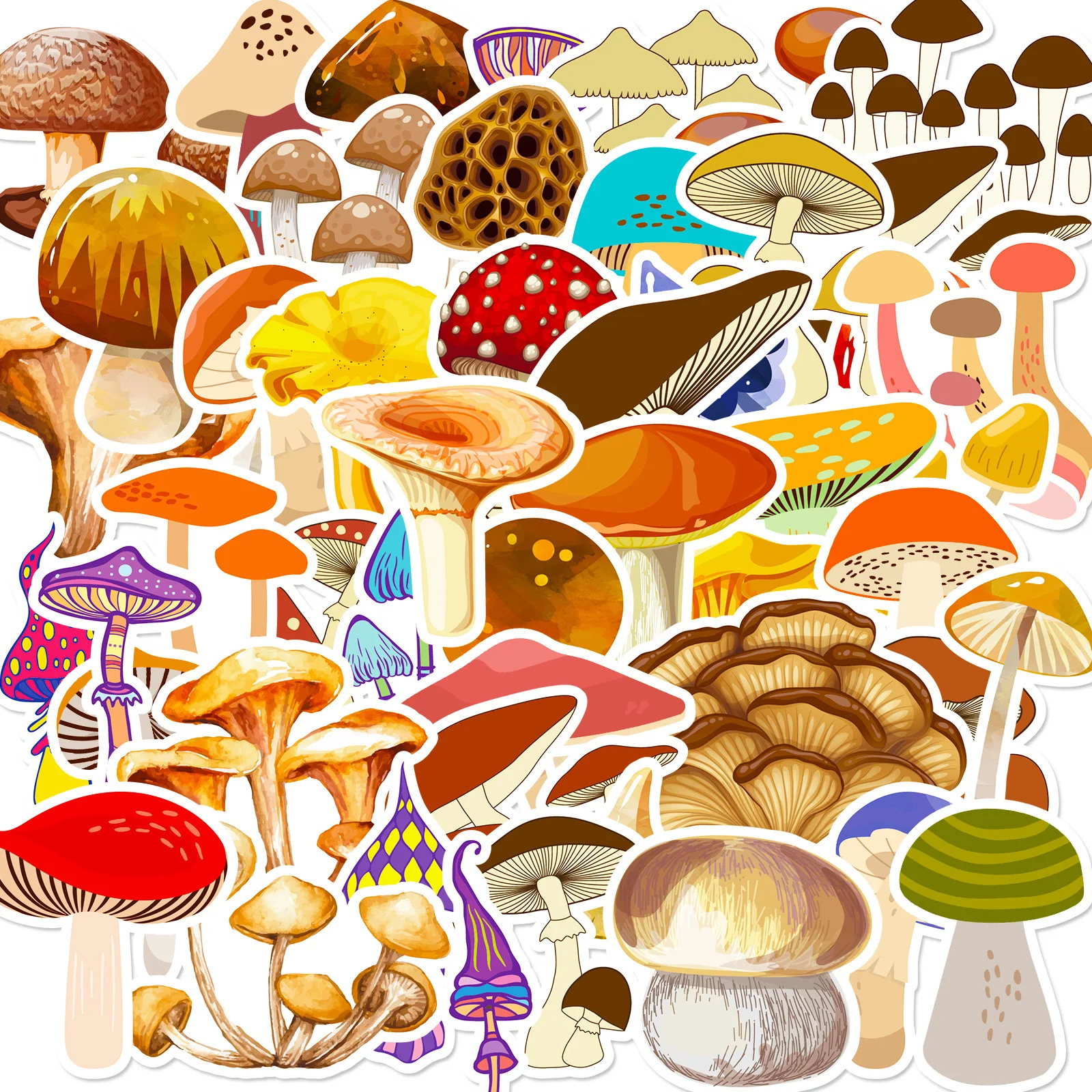 

50Pcs Cartoon Mushroom Series Graffiti Stickers Suitable for Laptop Helmets Desktop Decoration DIY Stickers Toys Wholesale