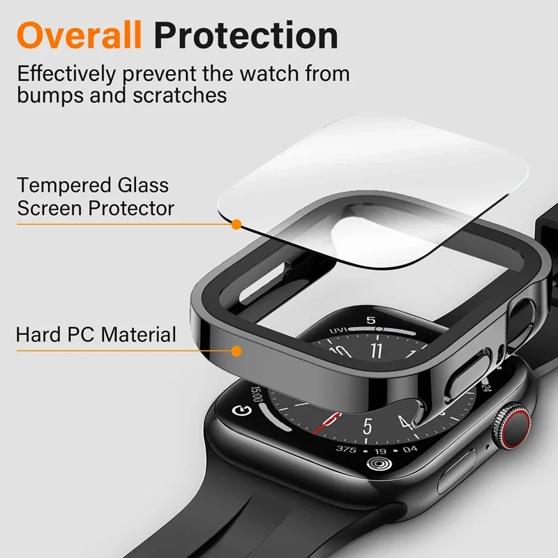 Glass+PC Cover For Apple Watch Case Series 11 10 42mm 46mm 45mm 41mm 44mm 40mm Screen Protector iWatch SE 6 7 8 9 Waterproof image 2