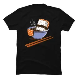 Japanese Sushi Bath Chopsticks Ramen Tshirts 100% Cotton Fabric O Neck Men Tops Shirts Camiseta Loose Drawaing T Shirt Boy