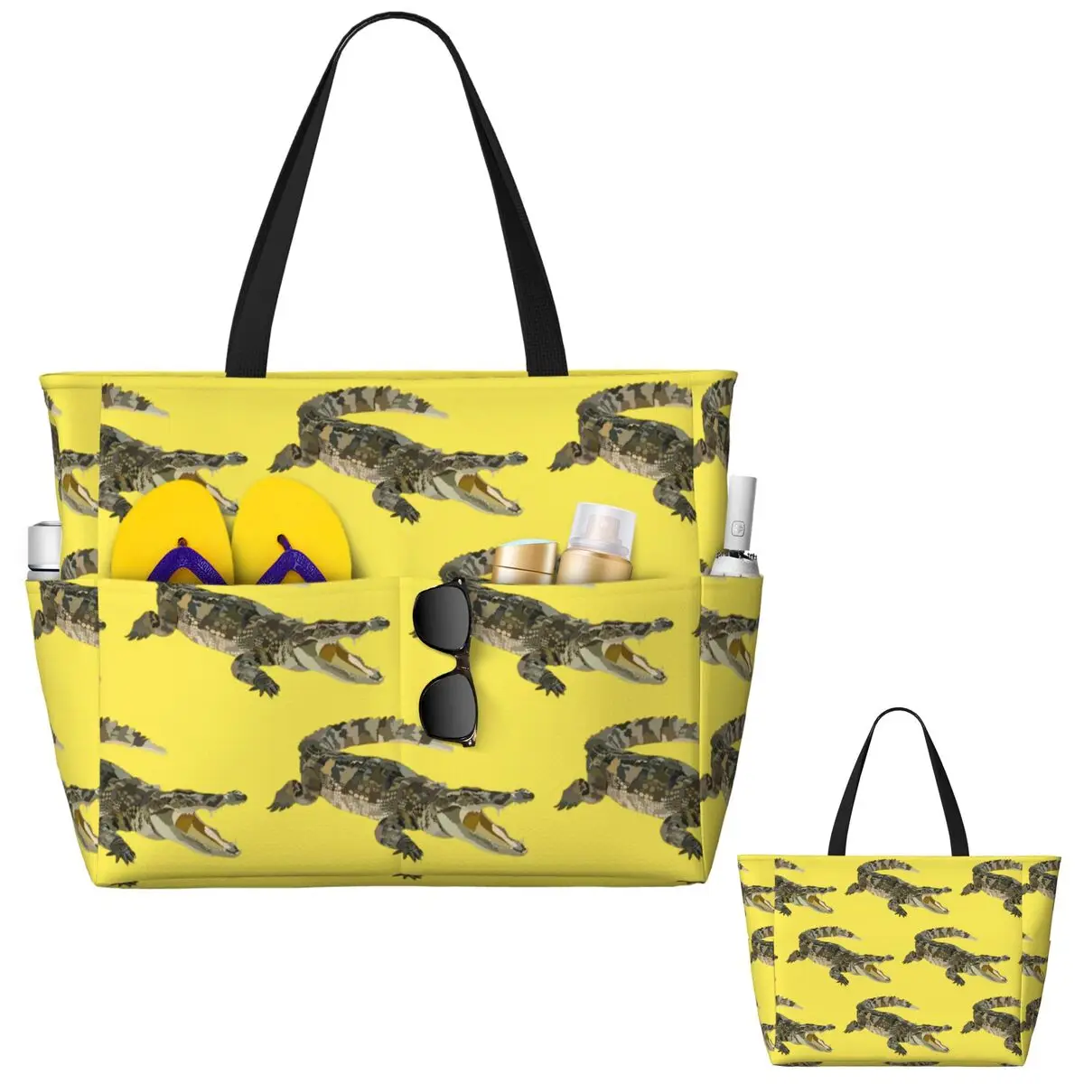 C Is For Crocodile Beach Tote Bag Deporte Gimnasio Yoga Duffle Bolso grande Bolsa de viaje para mujer Bolsa de fitness