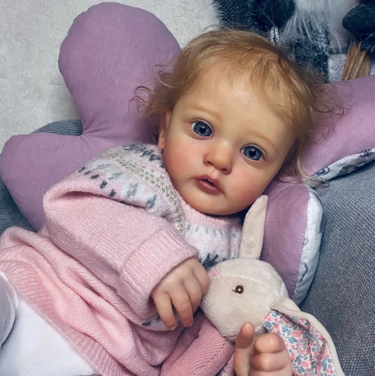 Npk 24 ''peças de boneca inacabadas ayana lifelike reborn peças diy com raiz de mão cabelo 3d pintura de pele colecionável boneca de arte realista