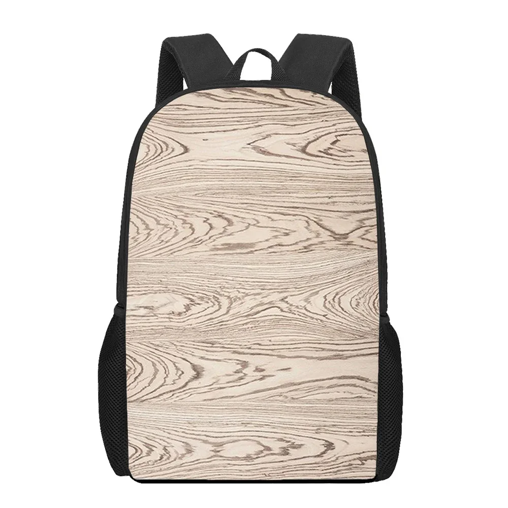 Wood Grain Print Backpacks Students School Bags Casual Daypack for Work Traveling Hiking Large Capacity Laptop Bag, 16 Inches