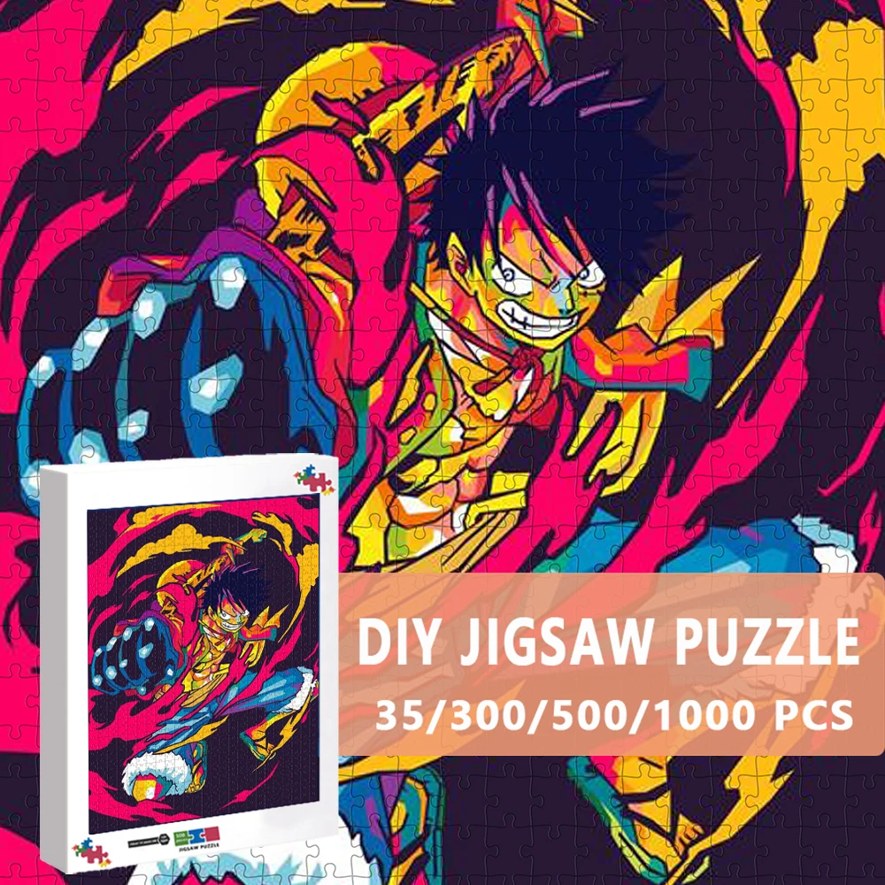 Children Wooden Jigsaw Puzzles 1000Pcs Assemble Puzzle Toys One Piece Luffy Family Game Cartoons Educational Toys for Kids Gifts