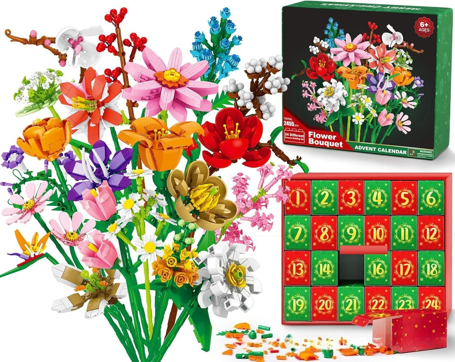 calendrier-de-l'avent-2025-pour-enfants-adolescents-et-adultes-24-jours-bouquet-de-fleurs-de-chrysantheme-bloc-de-construction-calendrier-de-compte-a-rebours-de-noel-cadeau