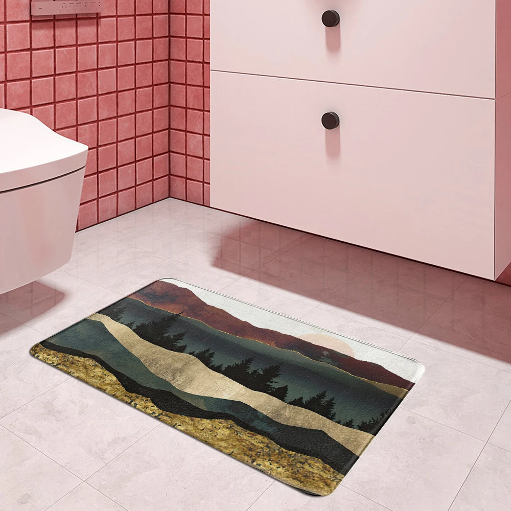 Golden grey marble Carpet Entrance Doormat Bath Floor Rugs Absorbent Mat Anti-slip   Kitchen Rug for Home Decorative Foot mat