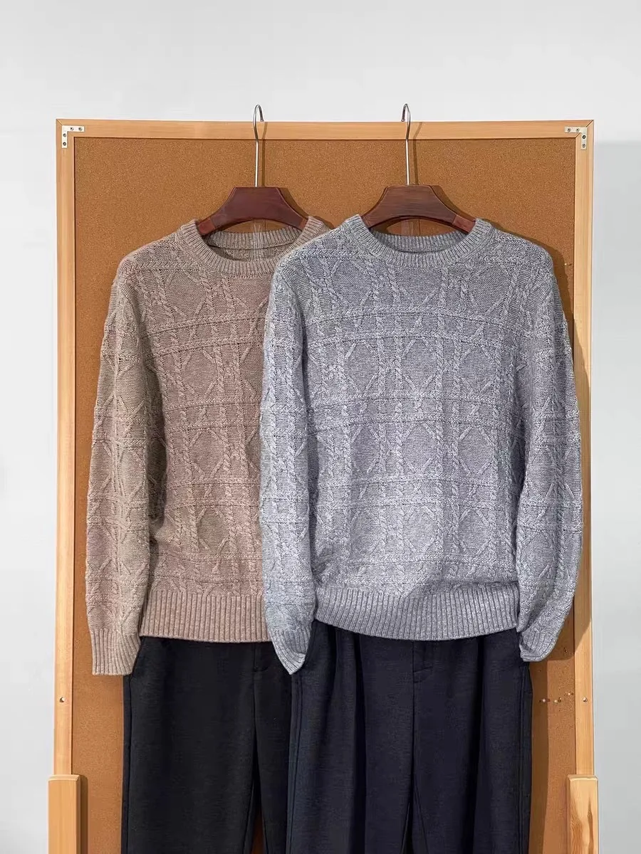 

Мужской вязаный свитер из смеси шерсти, повседневный круглый пуловер Ne, трикотаж Emed, осень-зима, свободный крой, длинный све