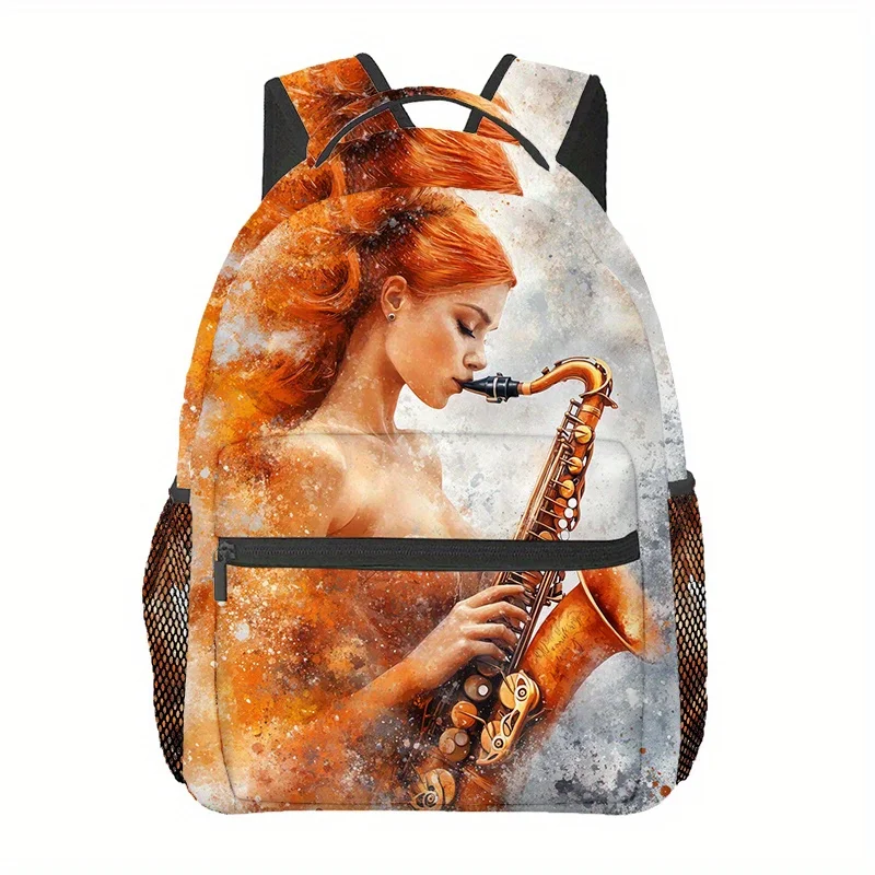 

Women'S Saxophone Music Backpack - Vibrant 2D Print, Lightweight Stylish, Large Capacity, Multi-Purpose, Easy to Clean