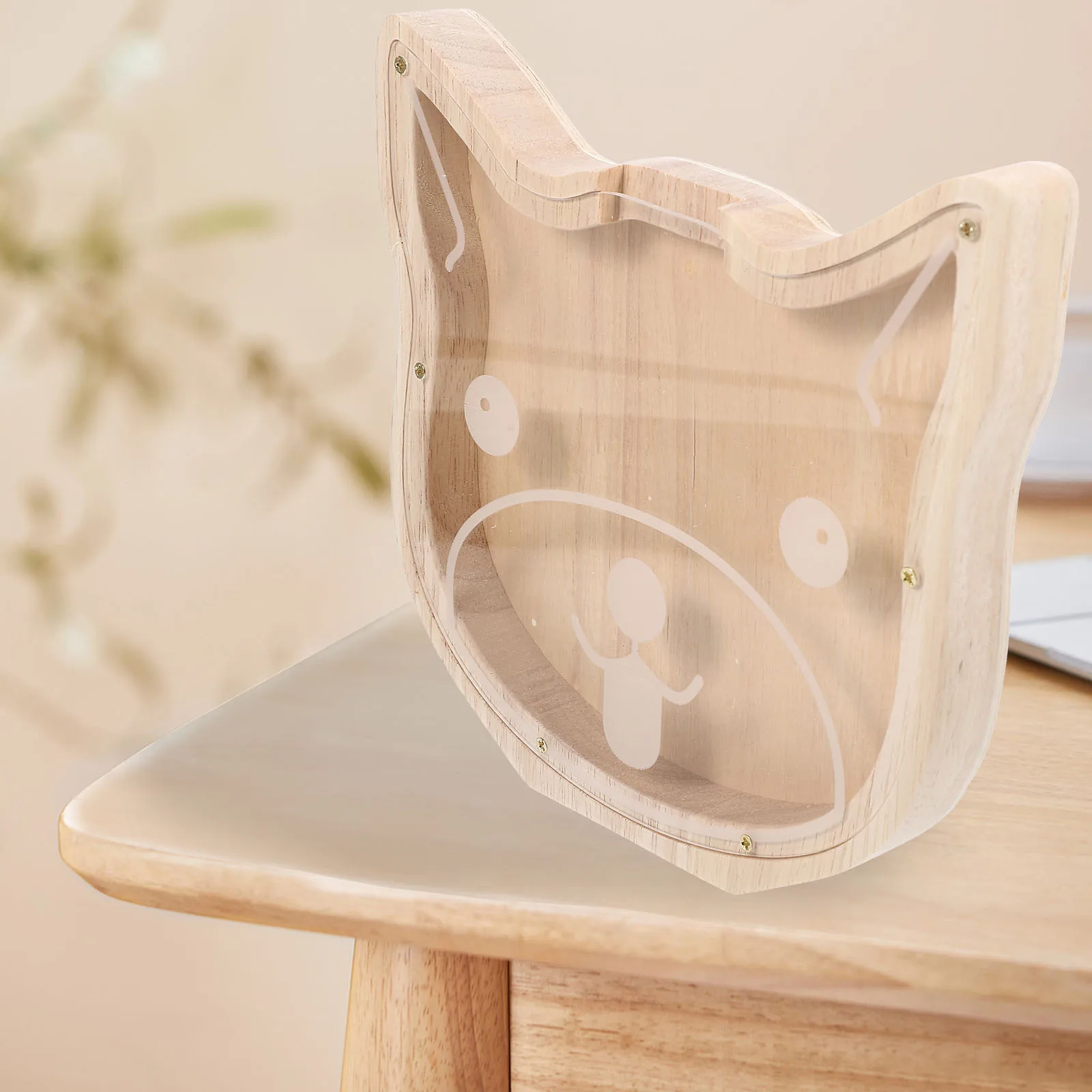 Salvadanaio in legno a forma di animale, design di grande capacità, adorabile scatola decorativa per risparmiare denaro, regalo per bambini, decorazioni per la casa