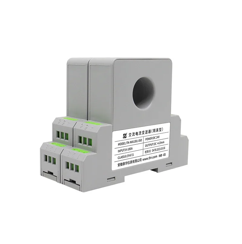 Measuring AC and DC Current and Voltage Isolation Transmitter Integrated Perforated Hall Sensor 100/5A to 4-20mA