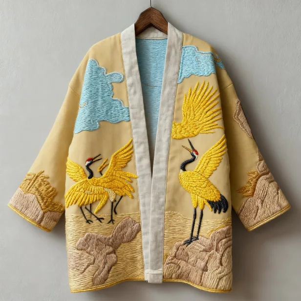 Vintage Haori Men Japanese Traditional Kimono Jacket Ukiyo-e Art Print Cardigan Summer Outerwear Cosplay Tops