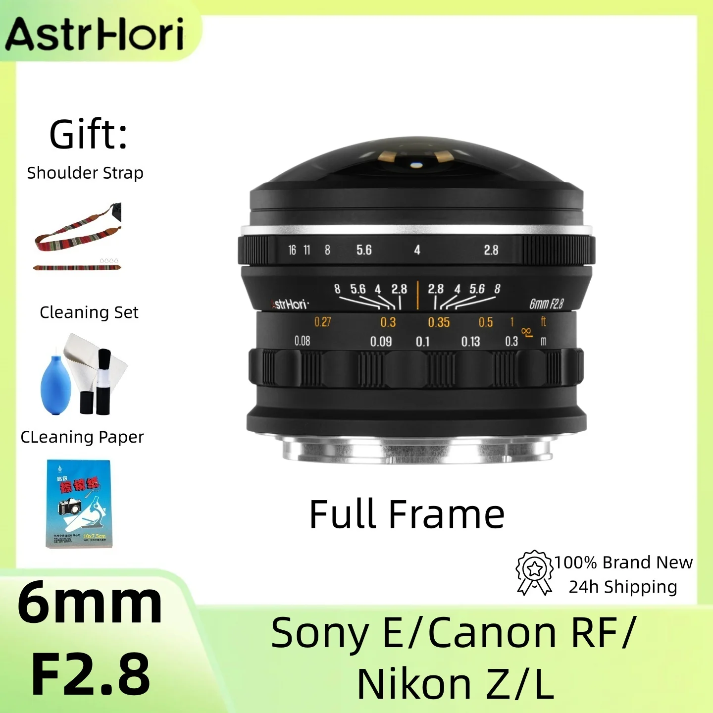 AstrHori 6mm F2.8 Full-frame Circular Fisheye Lens Manual Focus Prime Ultra Wide Angle Lens for Sony E Nikon Z Canon RF L-Mount