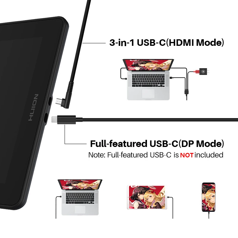 Imagem -04 - Mesa Digitalizadora Huion Kamvas 16 Tablet Gráfico 15.6 Polegada Tela de Desenho Monitor Pen Display Suporte Android Phone Usb 3.1 Gen 2023 Versão