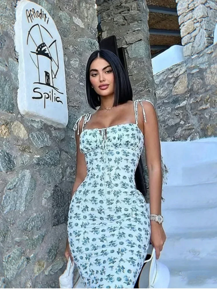 

Женское длинное платье с цветочным принтом, сексуальное, модное, с открытой спиной, приталенное, облегающее, макси-платье для пляжного отдыха, лето 2026