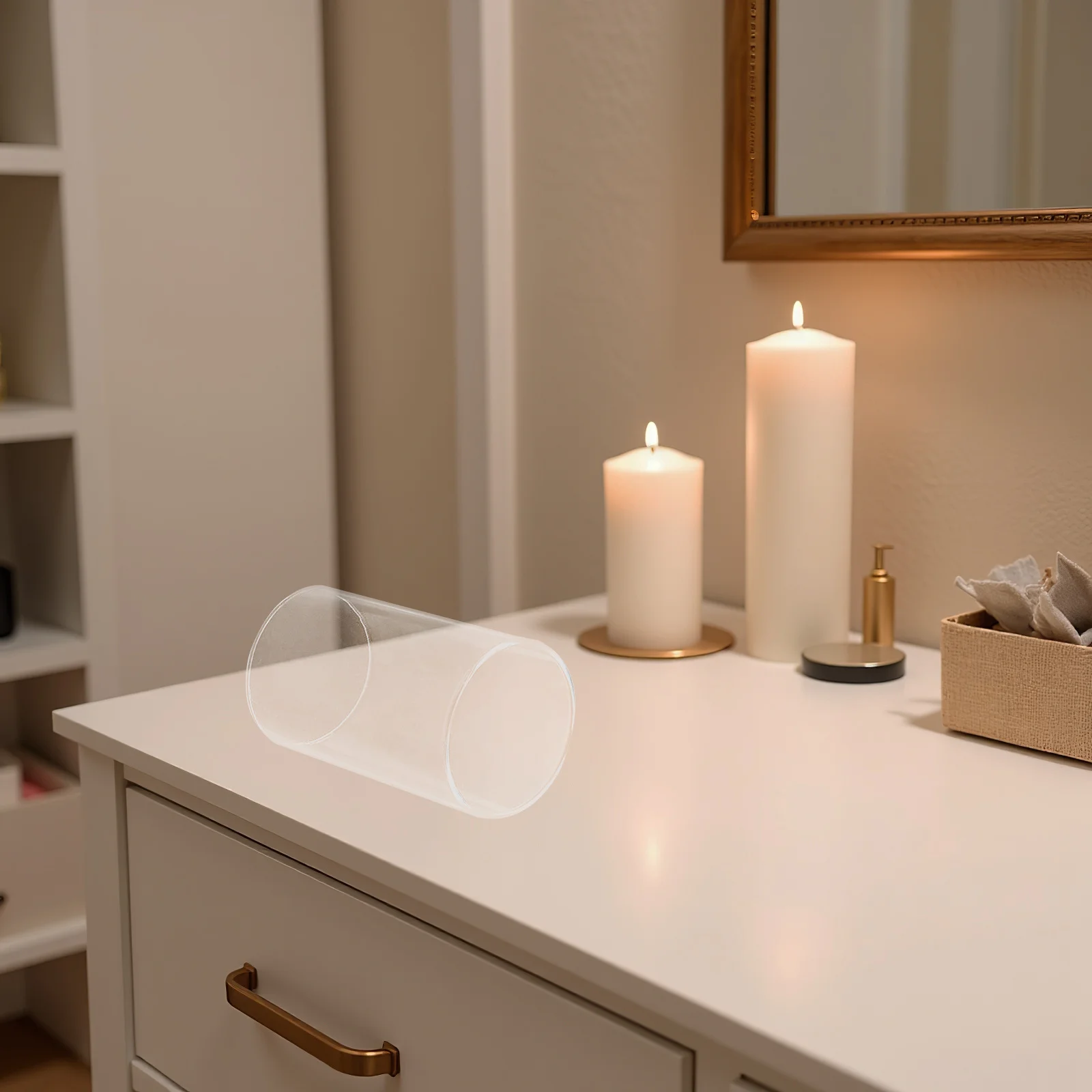 

Clear Glass Cover Cylinder Dome Shade Transparent Holder Windproof Decorative Use Cylinder Candleholders