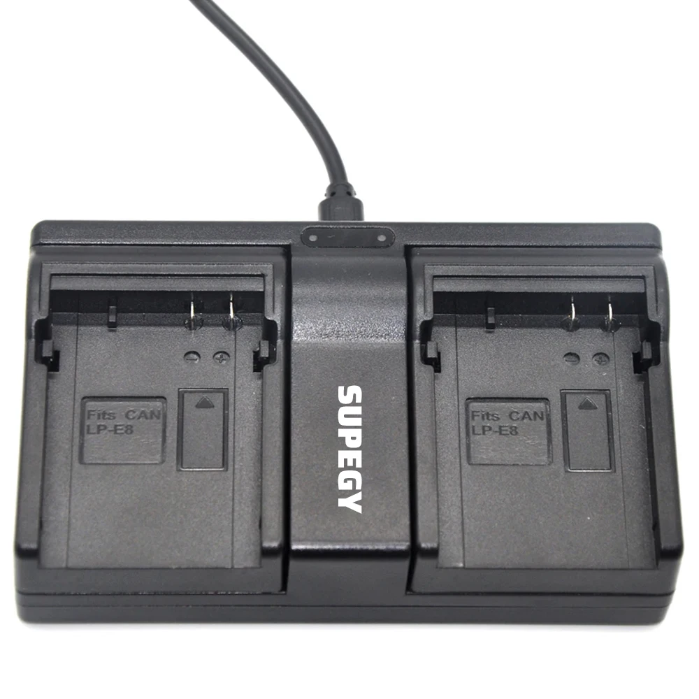 Dual USB Charger for Canon LP-E8 LP E8 LPE8 EOS 550D 600D 650D 700D Kiss X4 X5 X6i X7i Rebel T2i T3i T4i T5i Camera Batteries