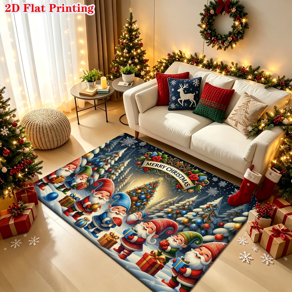 Christmas Santa Theme Rug Soft Bedroom Dining Room Carpet Home Entrance Elegant Large Blanket Living Room Ground Furnishing
