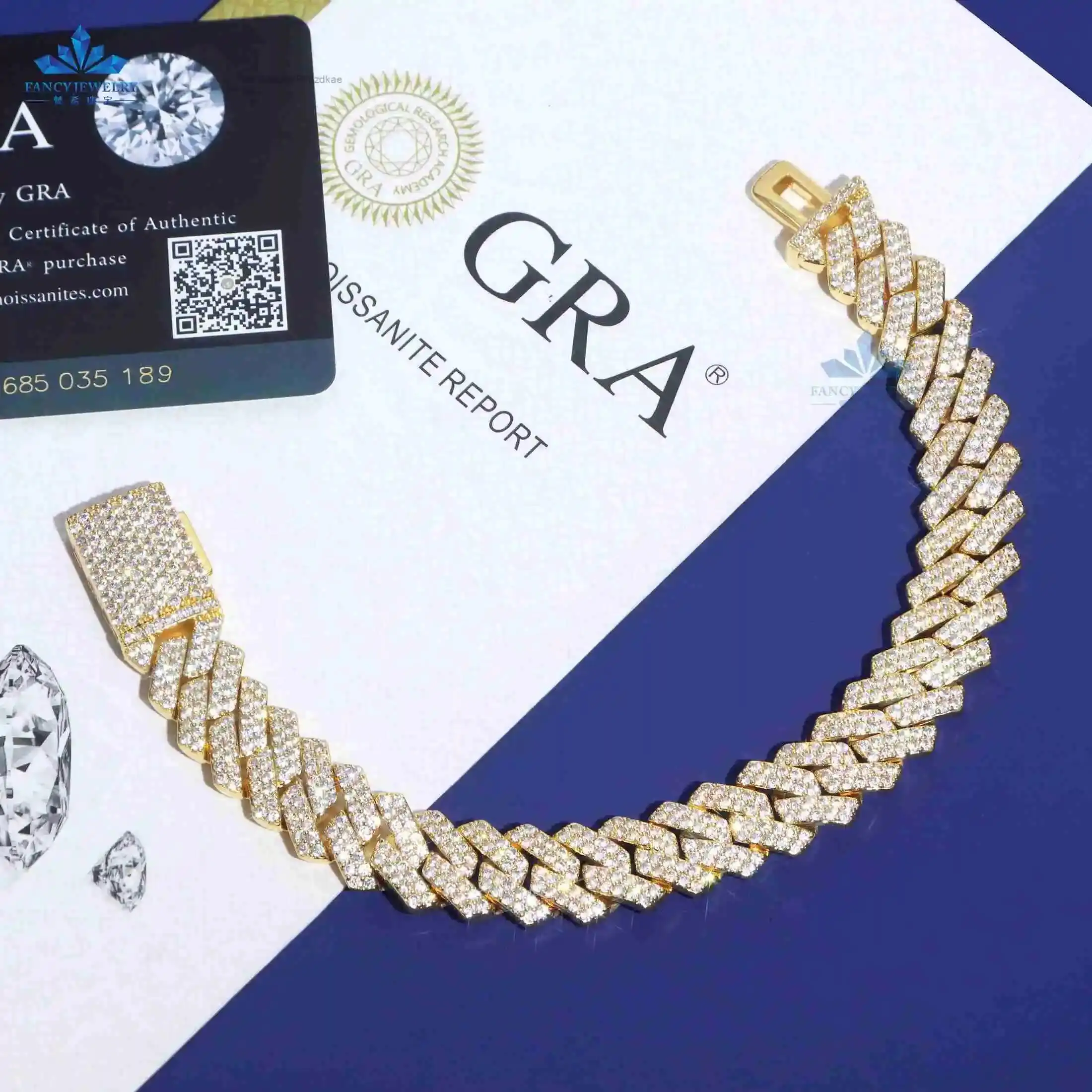 Fashion Dropshipping Hip Hop Iced Out Jewelry Fashion Cuban Chain S925 Silver 8mm 10mm 12mm 13mm 15mm Vvs Moissanite Cuban Link