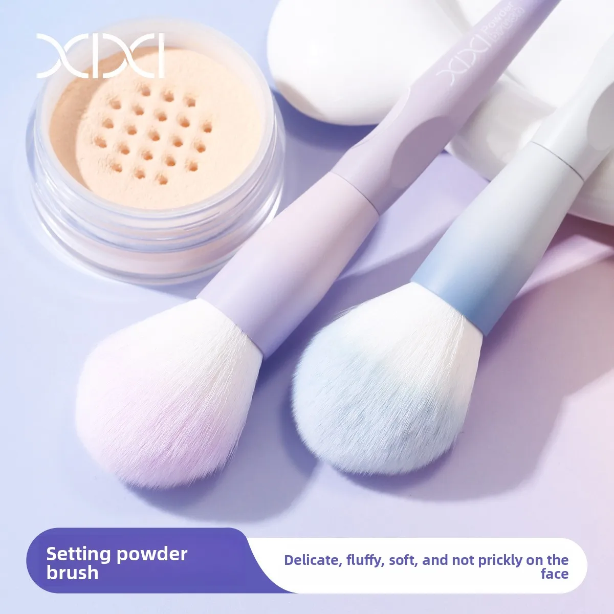 メイク用の大きなパウダーブラシ、顔用パウダー、ブラッシュ、ブロンザー、セッティングパウダー用の柔らかくふわふわした歌舞伎ブラシ