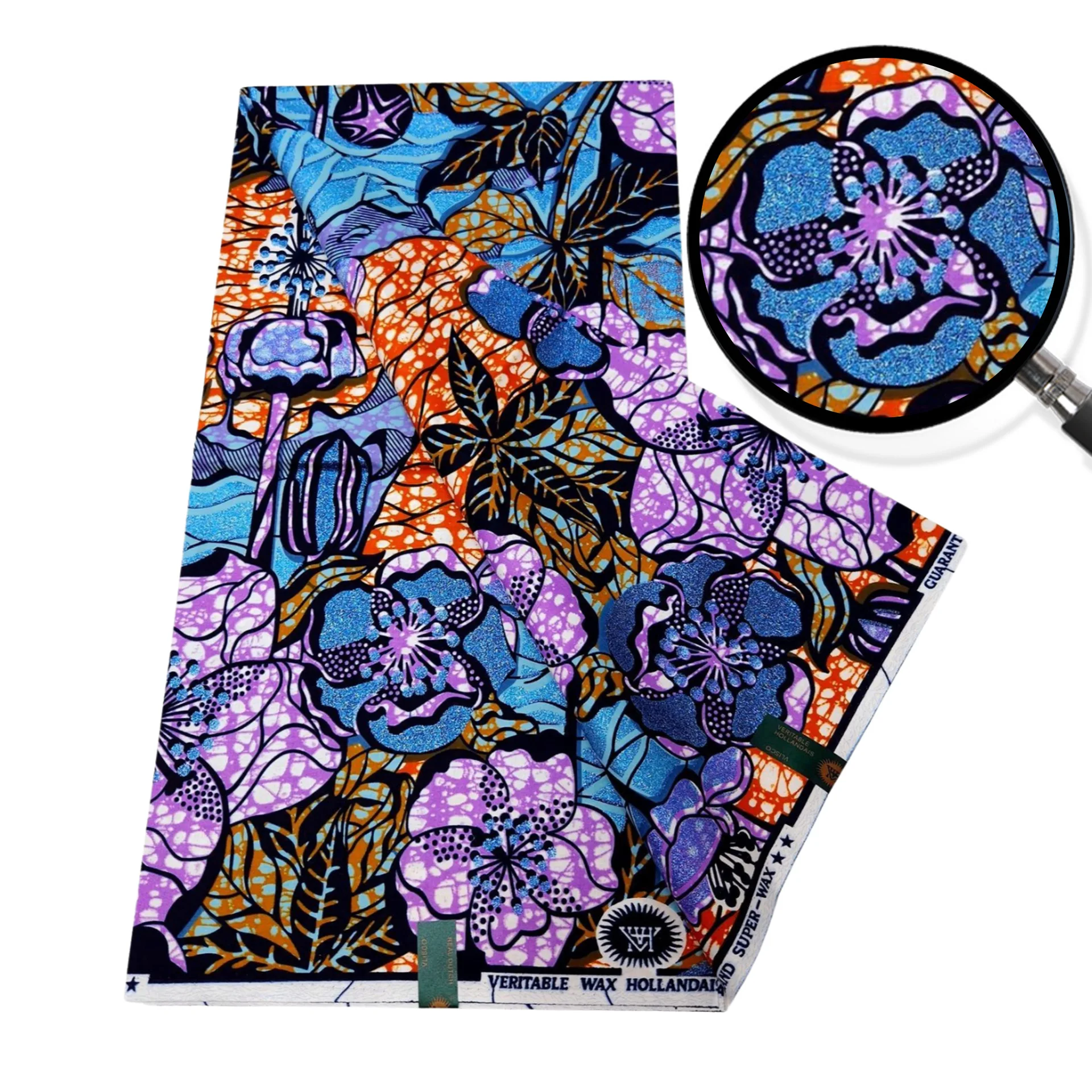 African Batik Cloth Golden Glitter Printing Super Wax Fabric 100% Cotton Batik Cloth Loincloth for Sewing Party Dresses Material