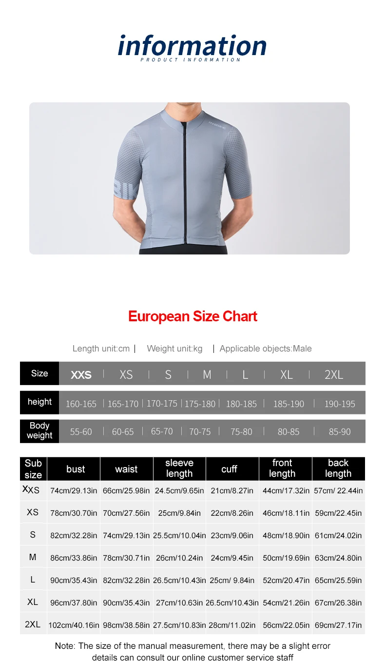 INBIKE Herren-Radtrikot, Rennrad-Shorts, Radfahren, kurzärmelig, durchgehender Reißverschluss, Trägerhose, atmungsaktiv, Sommer-Radtrikot-Set – Detail 3